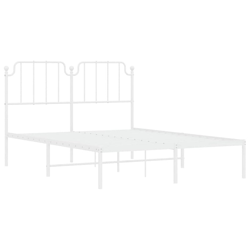 Metal Bed Frame without Mattress with Headboard White 150x200cm