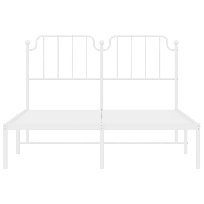 Metal Bed Frame without Mattress with Headboard White 150x200cm