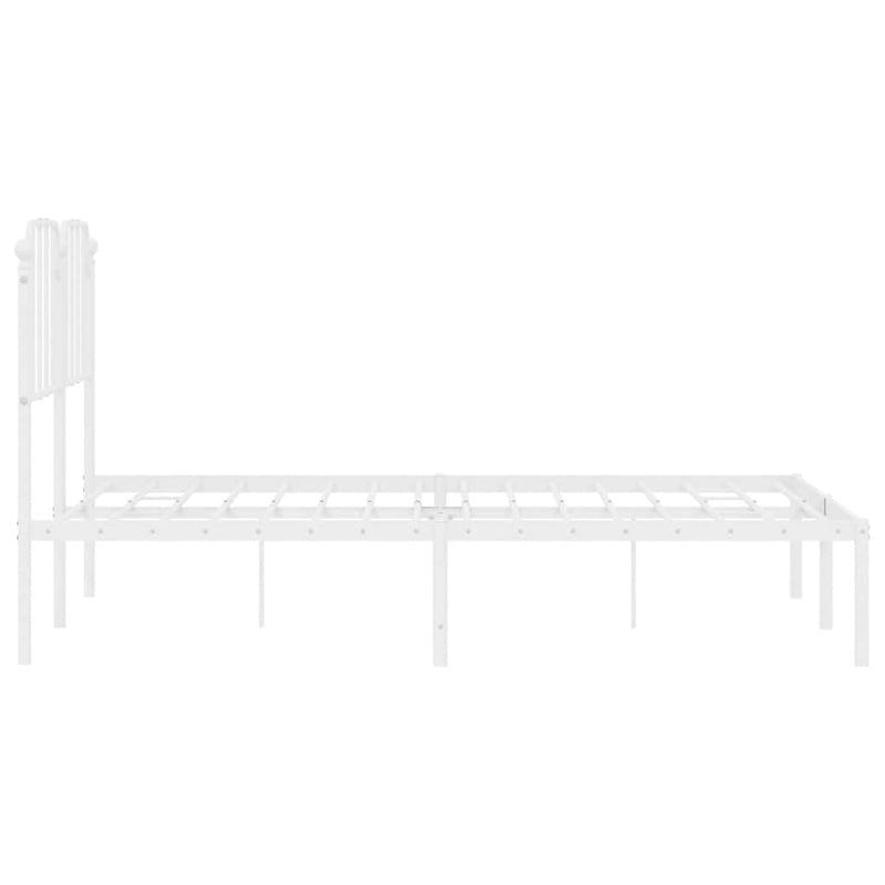 Metal Bed Frame without Mattress with Headboard White 150x200cm