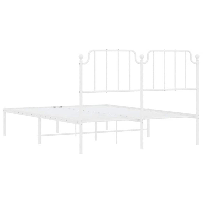 Metal Bed Frame without Mattress with Headboard White 150x200cm