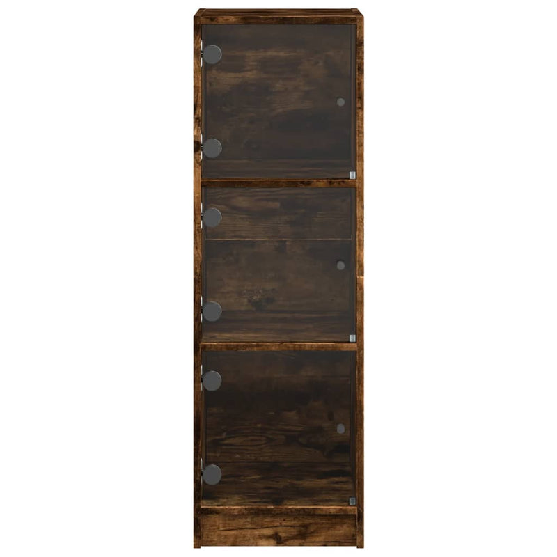 Highboard with Glass Doors Smoked Oak 35x37x109 cm