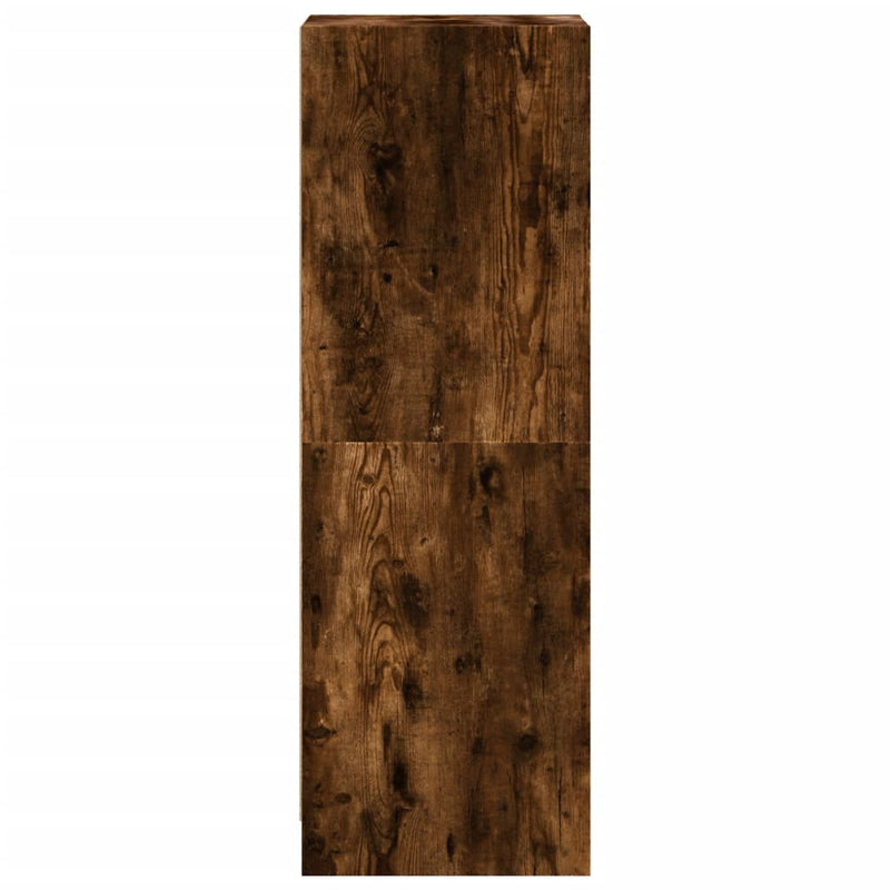 Highboard with Glass Doors Smoked Oak 35x37x109 cm