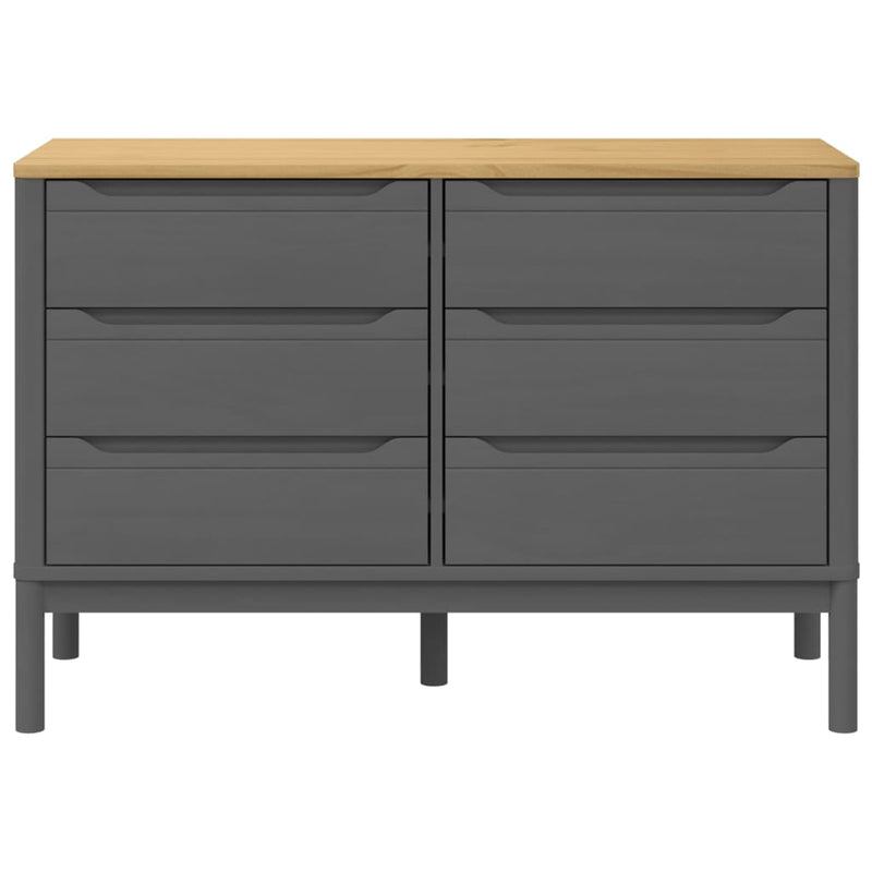 Chest of Drawers FLORO Grey Solid Wood Pine