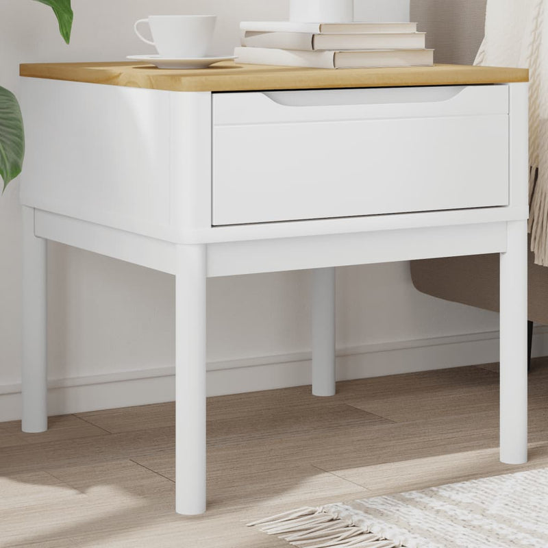 Lamp Table FLORO White 55x55x54 cm Solid Wood Pine