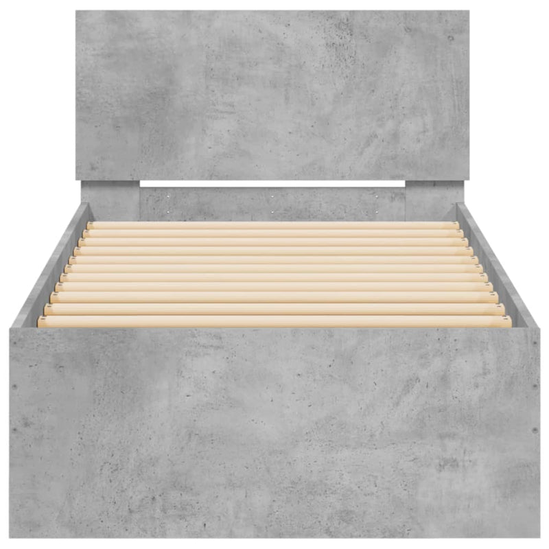 Bed Frame without Mattress with Headboard Concrete Grey 90x190 cm Single