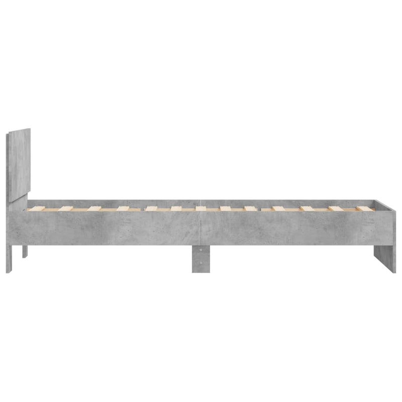 Bed Frame without Mattress with Headboard Concrete Grey 90x190 cm Single