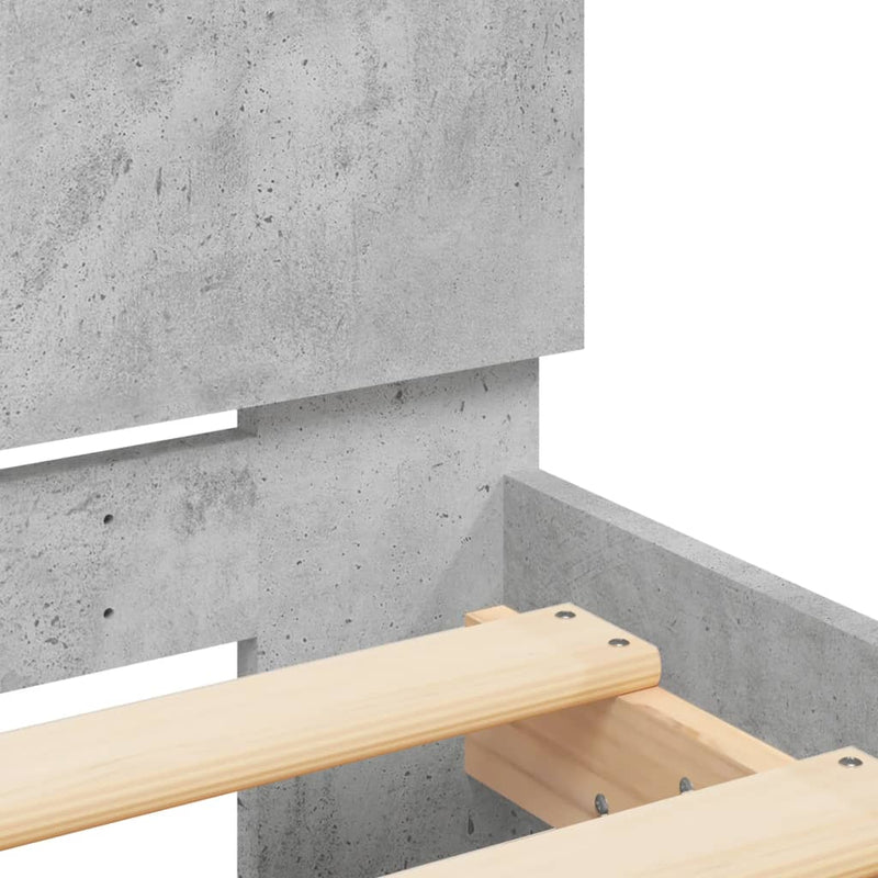 Bed Frame without Mattress with Headboard Concrete Grey 90x190 cm Single