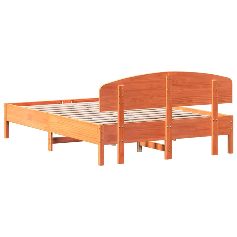 Bed Frame without Mattress Wax Brown 150x200 cm King Size Solid Wood Pine