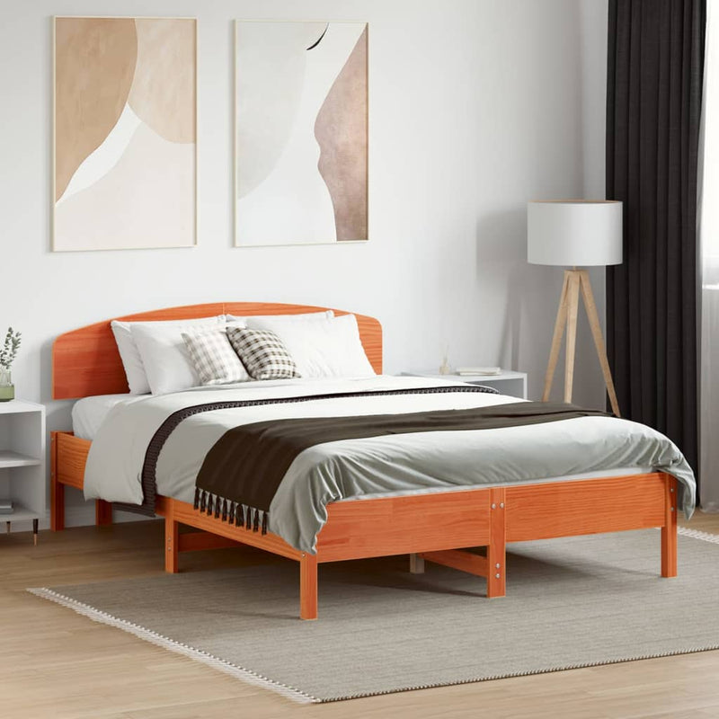 Bed Frame without Mattress Wax Brown 120x190 cm Small Double Solid Wood Pine