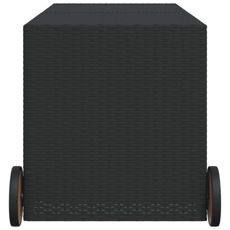 Outdoor Patio Poly Rattan 283L Garden Storage Box With Wheels Cushion Boxes