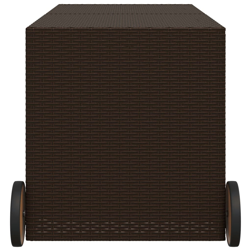 Outdoor Patio Poly Rattan 283L Garden Storage Box With Wheels Cushion Boxes
