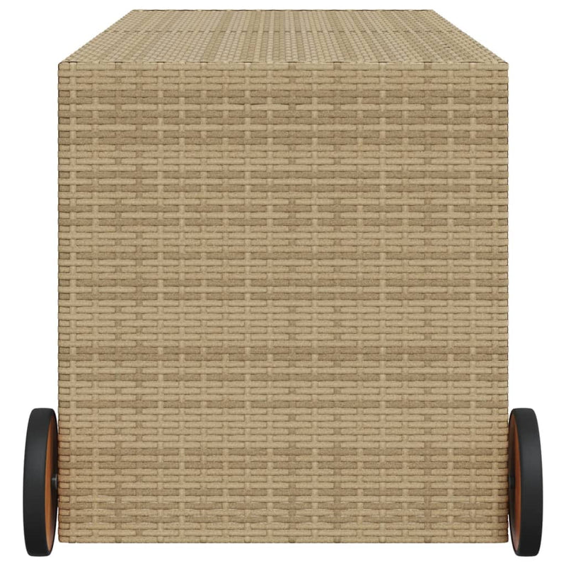 Outdoor Patio Poly Rattan 283L Garden Storage Box With Wheels Cushion Boxes