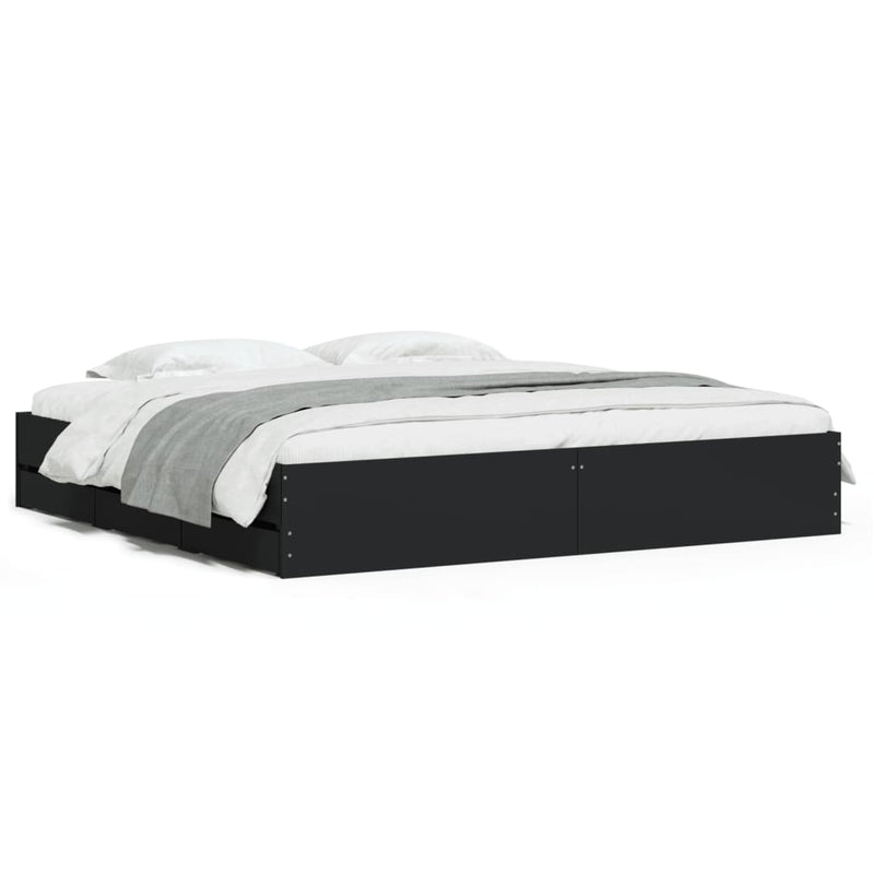 Modern Wooden Queen Size 160cm Bed Frame Base With Storage Drawers