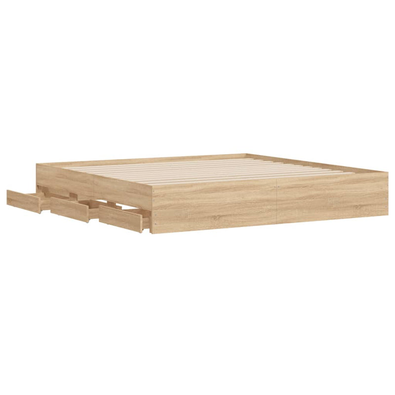Modern Wooden Queen Size 160cm Bed Frame Base With Storage Drawers