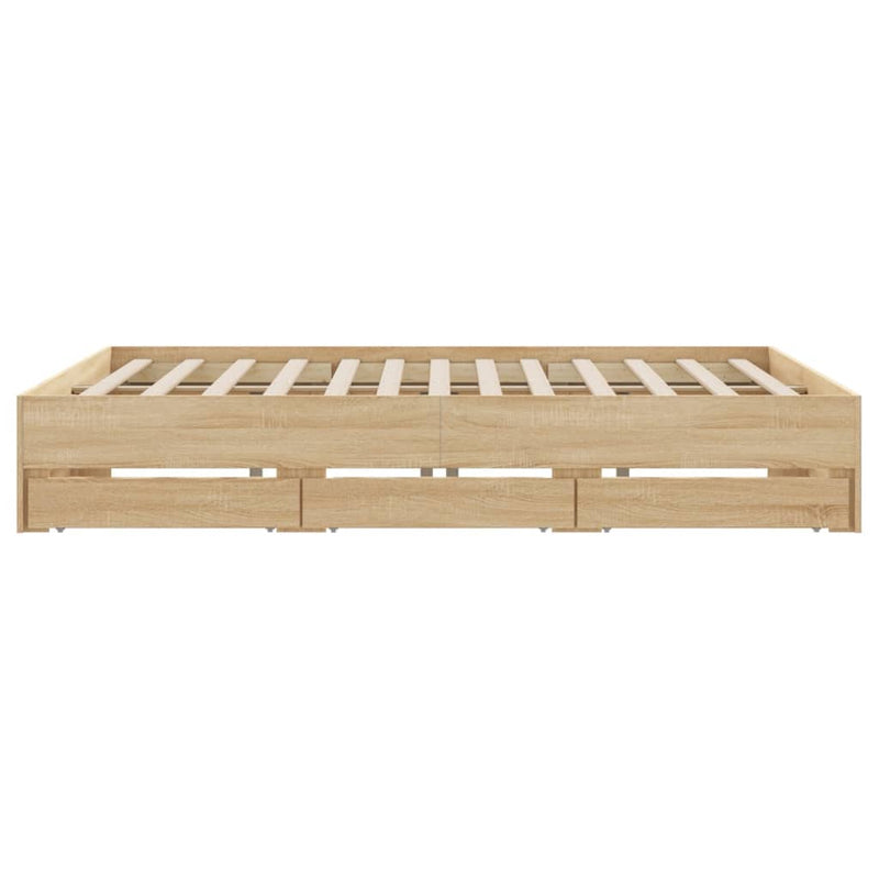 Modern Wooden Queen Size 160cm Bed Frame Base With Storage Drawers