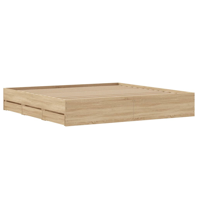 Modern Wooden Queen Size 160cm Bed Frame Base With Storage Drawers