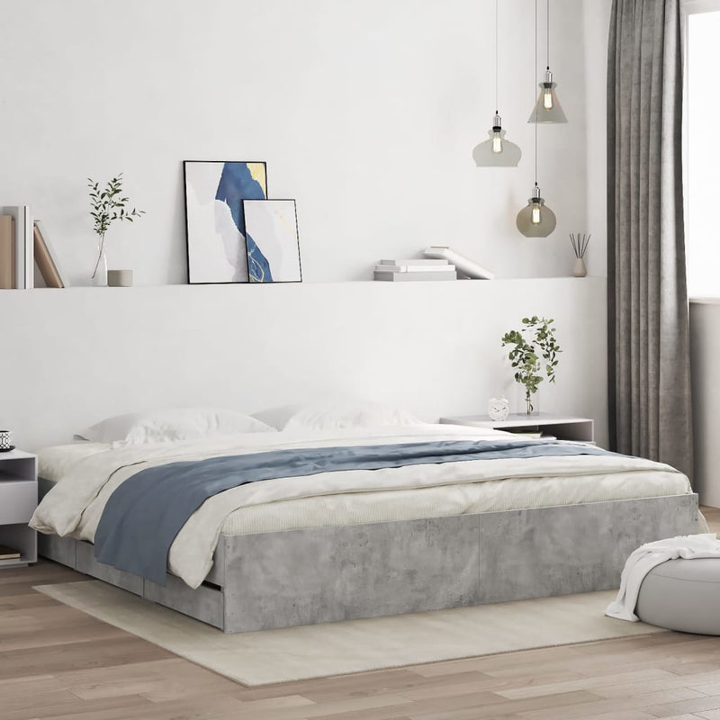 Modern Wooden Queen Size 160cm Bed Frame Base With Storage Drawers