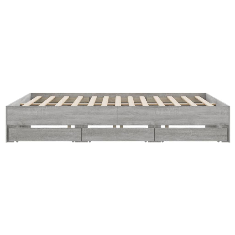 Modern Wooden Queen Size 160cm Bed Frame Base With Storage Drawers