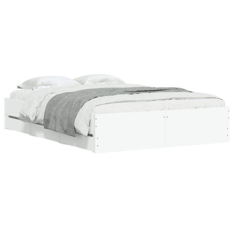 Modern Wooden Double Size 135cm Bed Frame Base With Storage Drawers