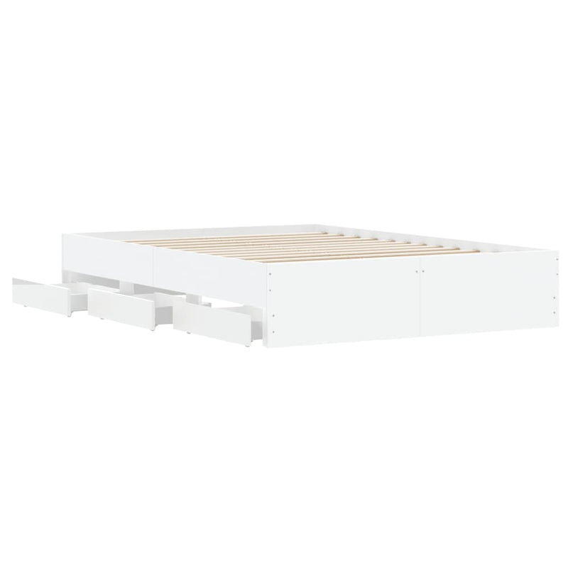 Modern Wooden Double Size 135cm Bed Frame Base With Storage Drawers