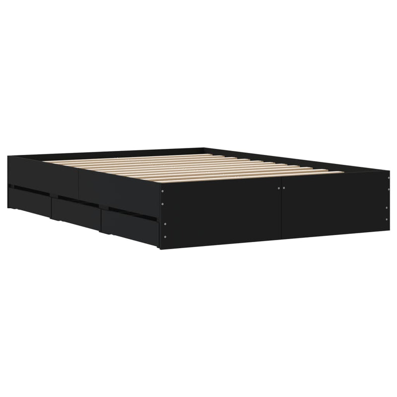 Modern Wooden Double Size 135cm Bed Frame Base With Storage Drawers