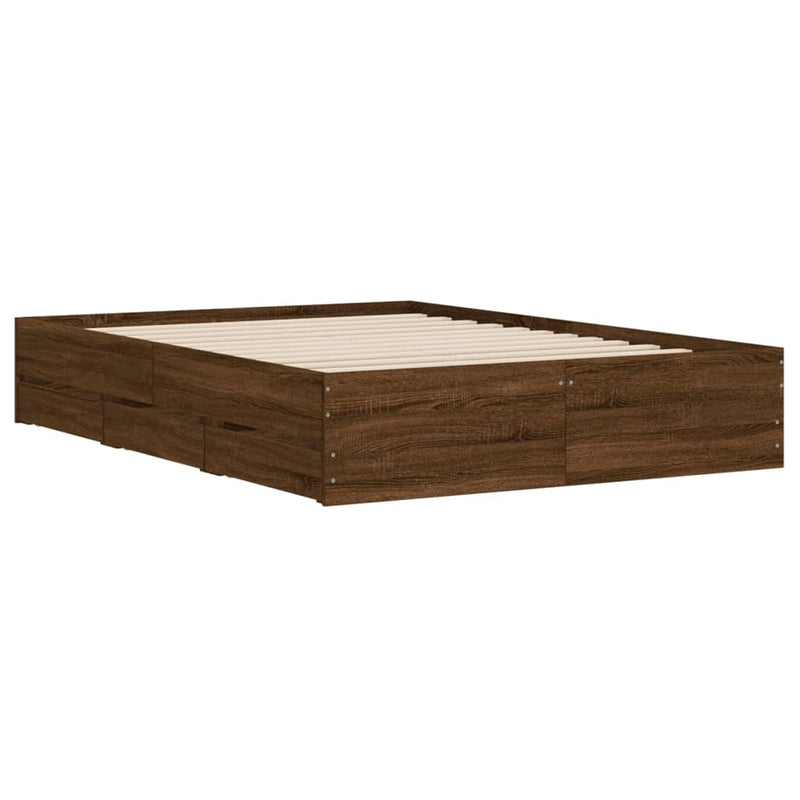 Modern Wooden Double Size 135cm Bed Frame Base With Storage Drawers