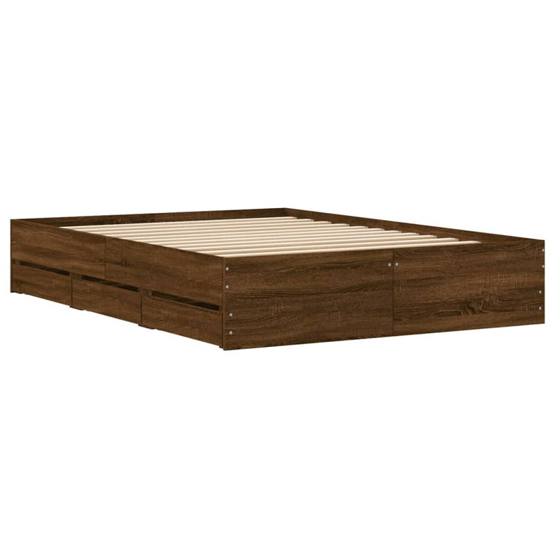 Modern Wooden Double Size 135cm Bed Frame Base With Storage Drawers