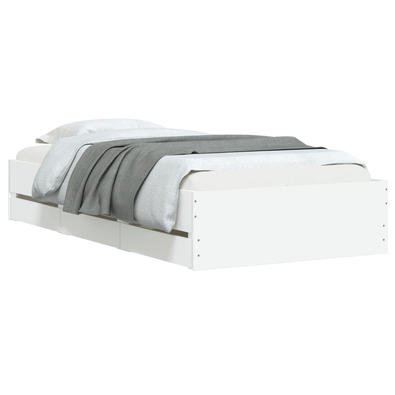 Bed Frame with Drawers without Mattress White 75x190 cm Small Single