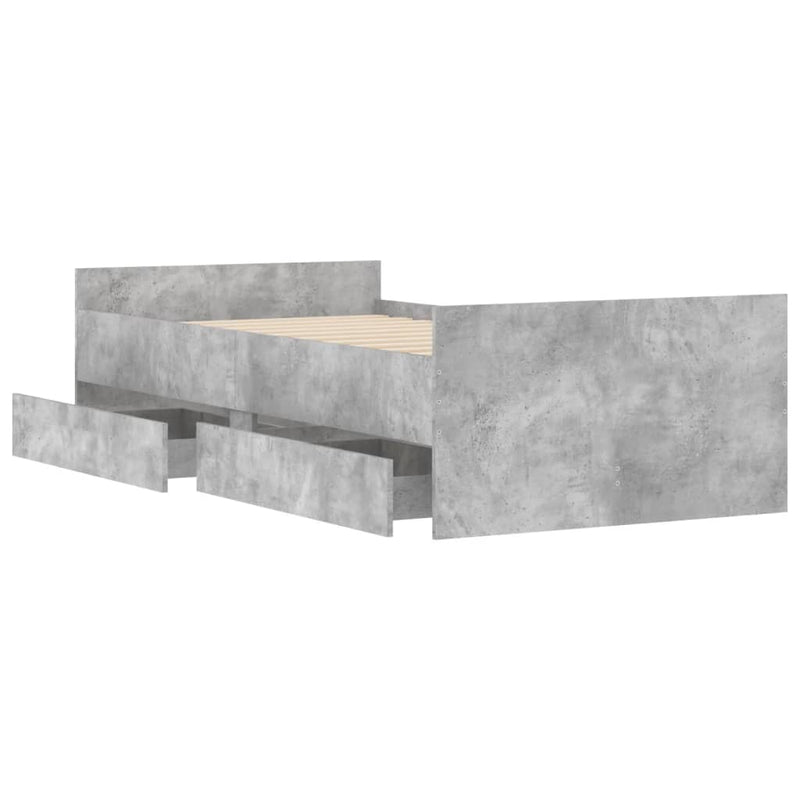 Bed Frame without Mattress Concrete Grey 75x190 cm Small Single Small Single
