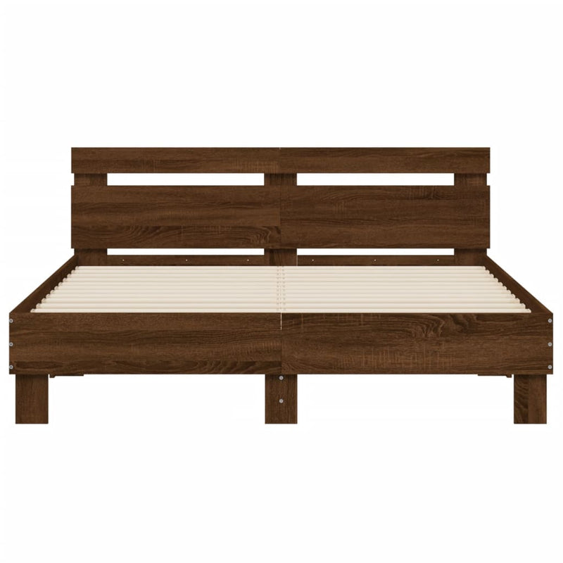 Bed Frame without Mattress Brown Oak 140x200 cm