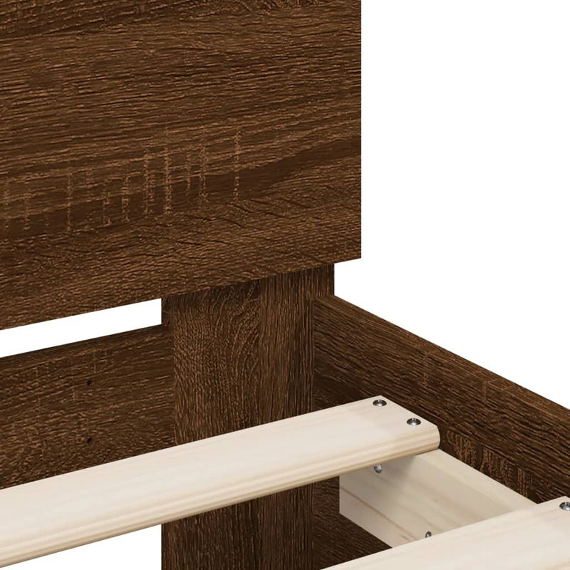 Bed Frame without Mattress Brown Oak 140x200 cm