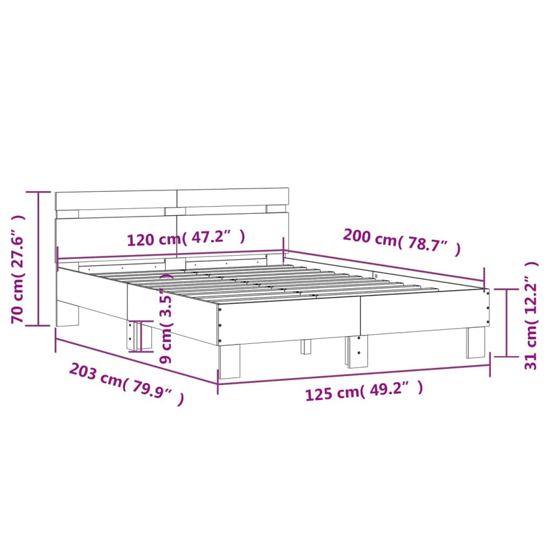 Bed Frame without Mattress Sonoma Oak 120x200 cm