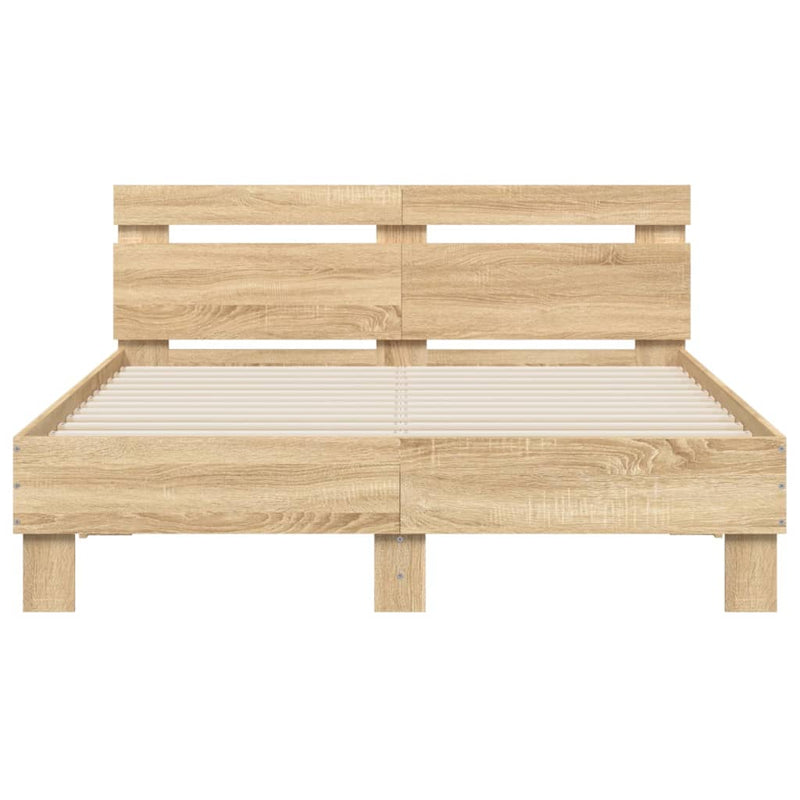 Bed Frame with LED without Mattress Sonoma Oak 120x190 cm Small Double