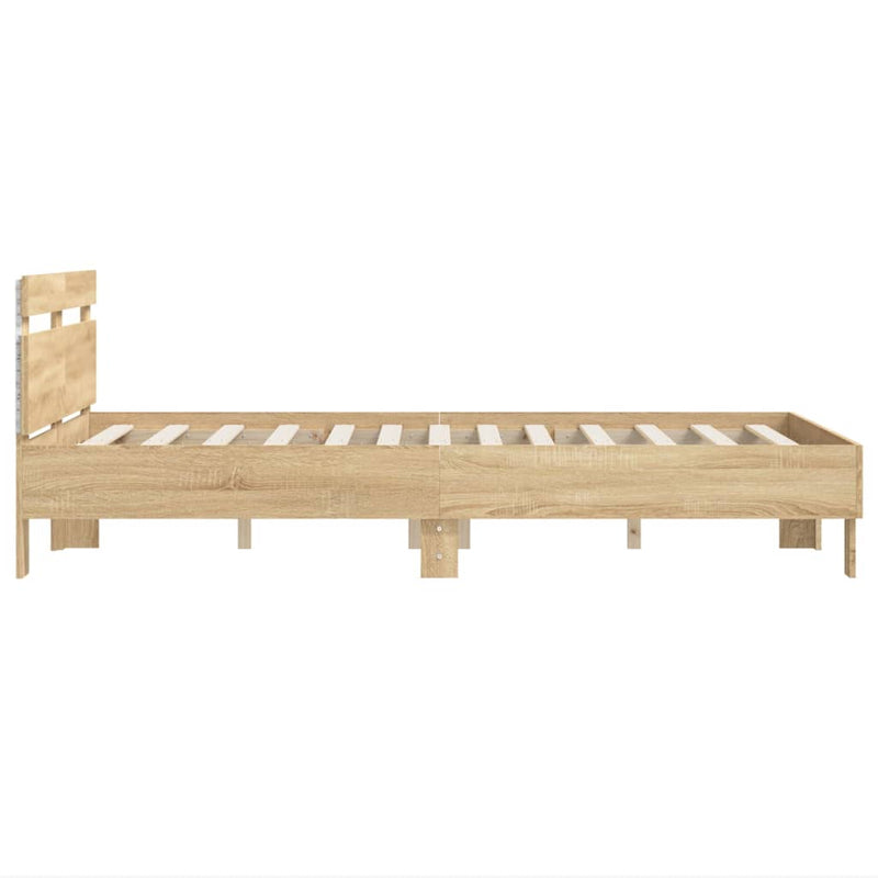 Bed Frame with LED without Mattress Sonoma Oak 120x190 cm Small Double