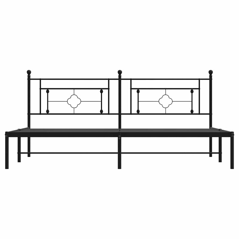 Metal Bed Frame without Mattress with Headboard Black 193x203cm