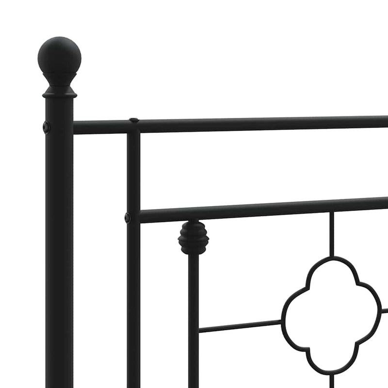 Metal Bed Frame without Mattress with Headboard Black 193x203cm