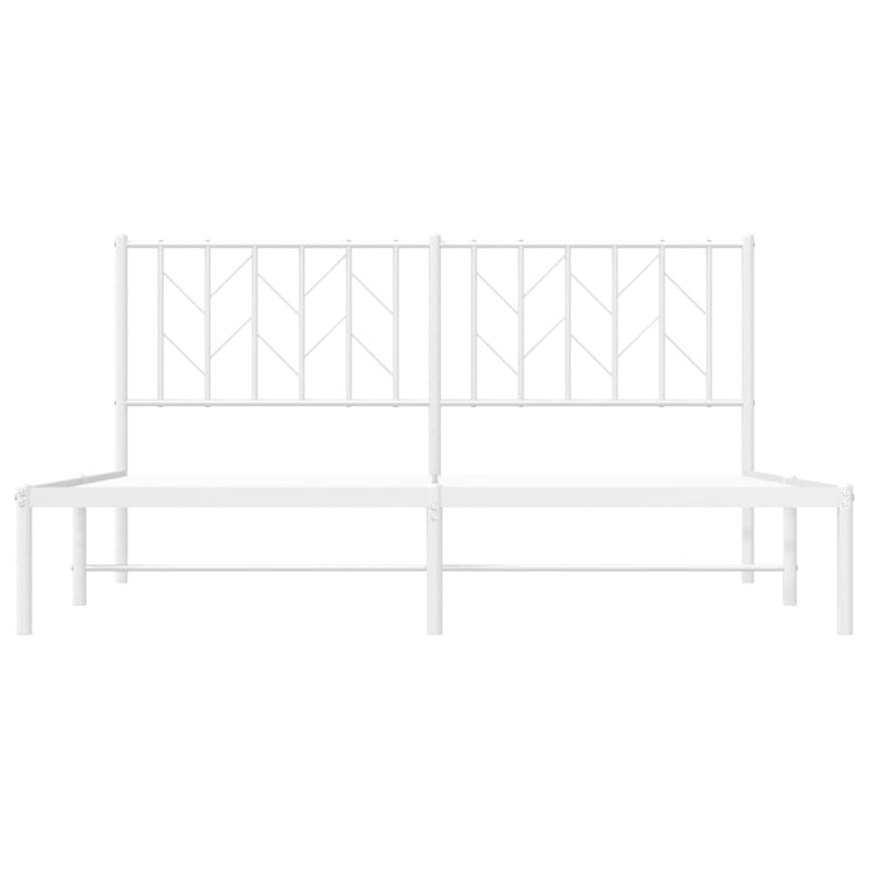 Metal Bed Frame without Mattress with Headboard White 160x200cm