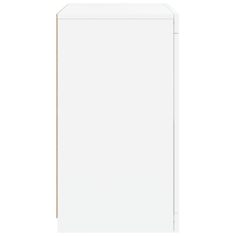Side Cabinet with LED Lights White Engineered Wood