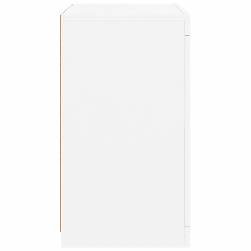 Side Cabinets with LED Lights 2 pcs White Engineered Wood
