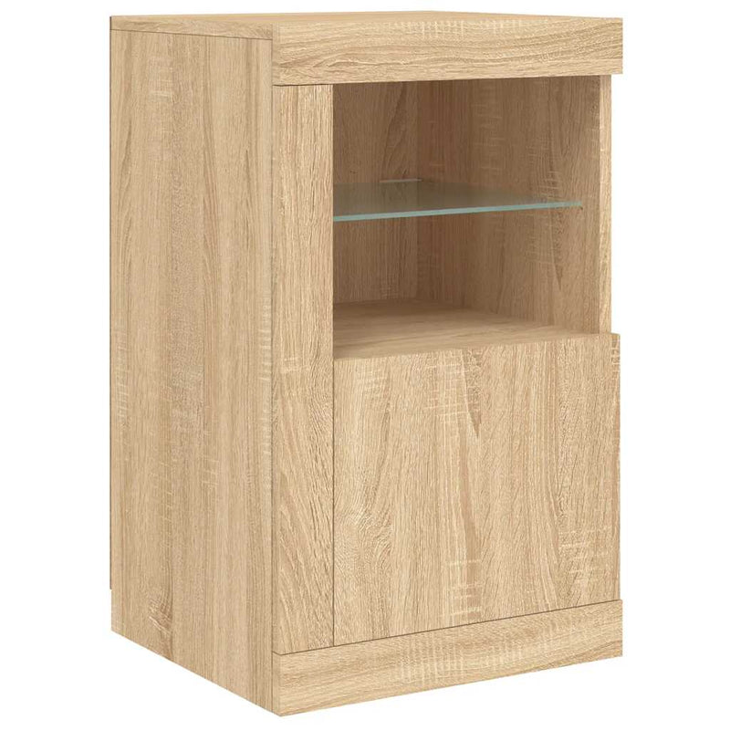 Side Cabinet with LED Lights Sonoma Oak Engineered Wood