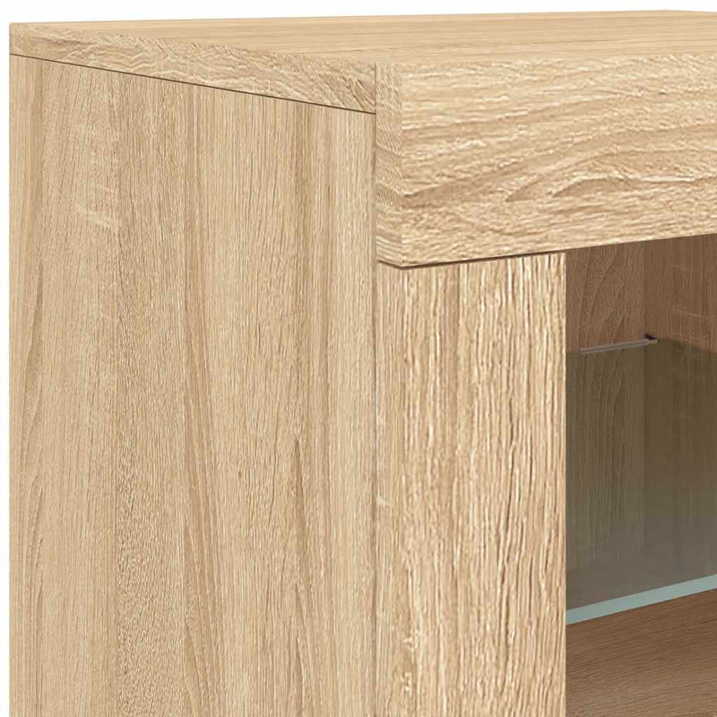 Side Cabinet with LED Lights Sonoma Oak Engineered Wood