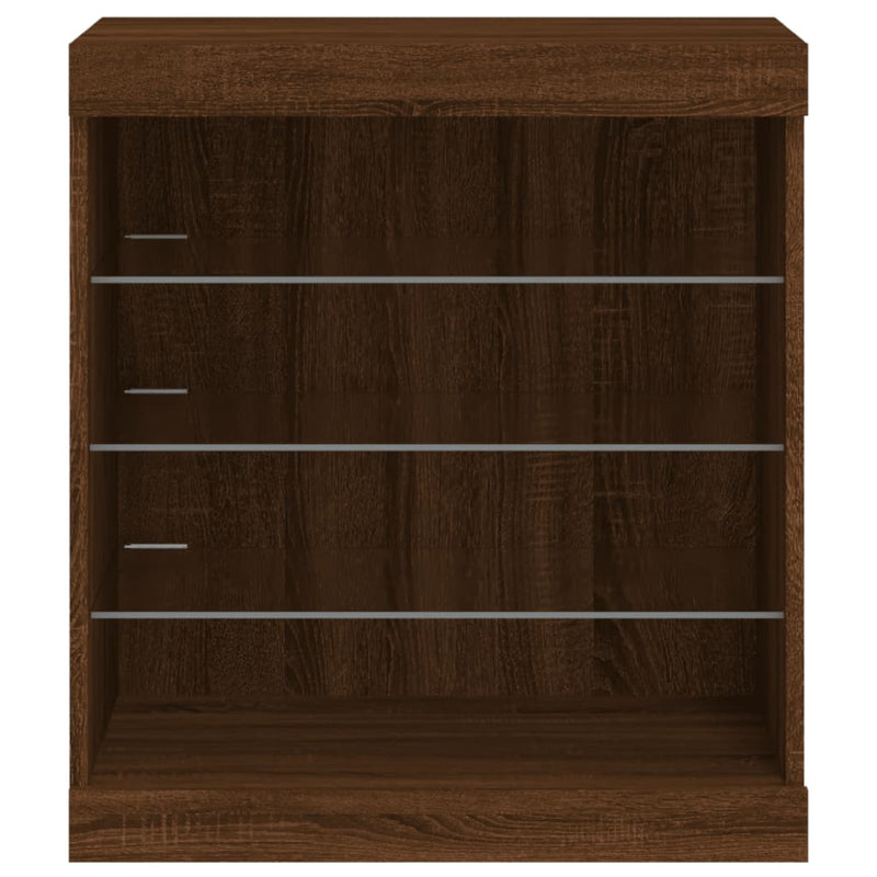 Sideboard with LED Lights Brown Oak 60.5x37x67 cm