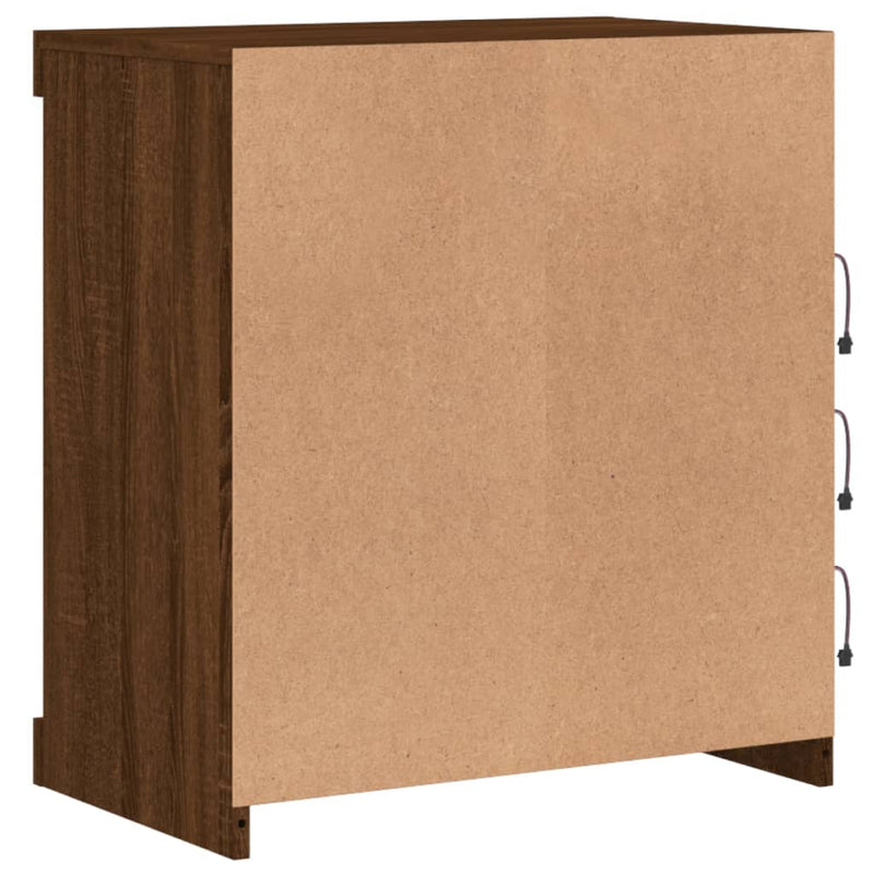 Sideboard with LED Lights Brown Oak 60.5x37x67 cm