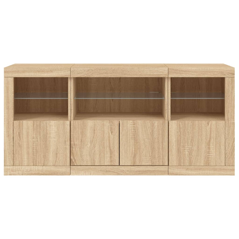 Sideboard with LED Lights Sonoma Oak 142.5x37x67 cm