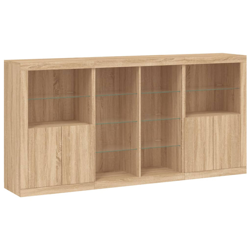 Sideboard with LED Lights Sonoma Oak 202x37x100 cm