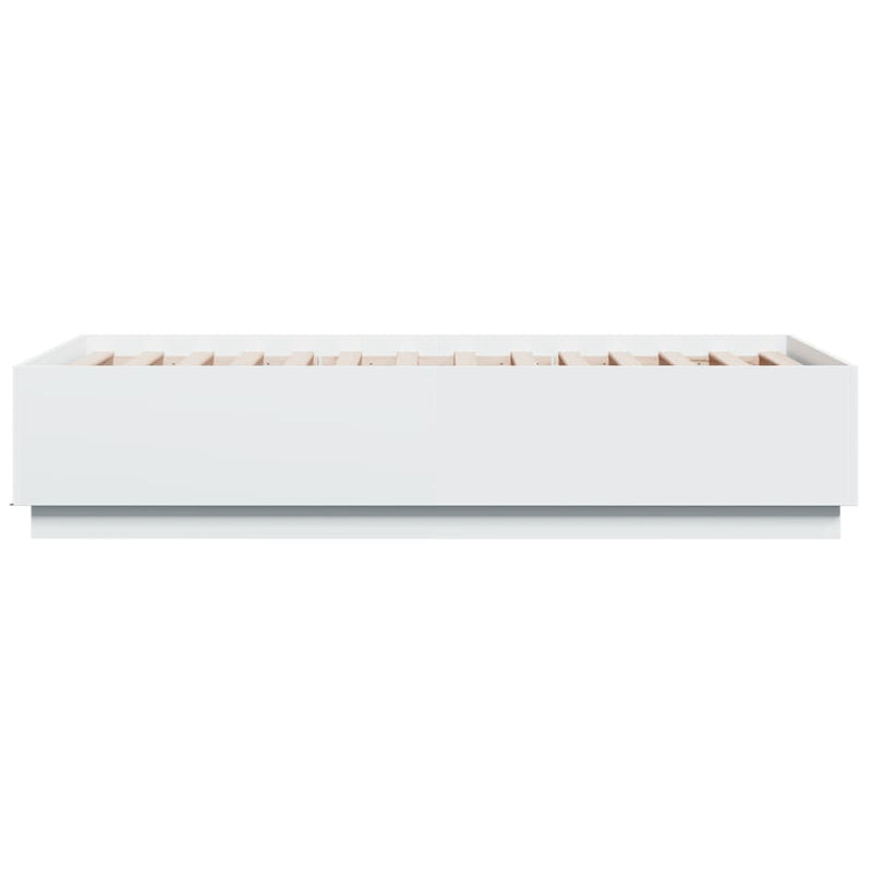 Bed Frame with LED without Mattress White 90x190 cm Single