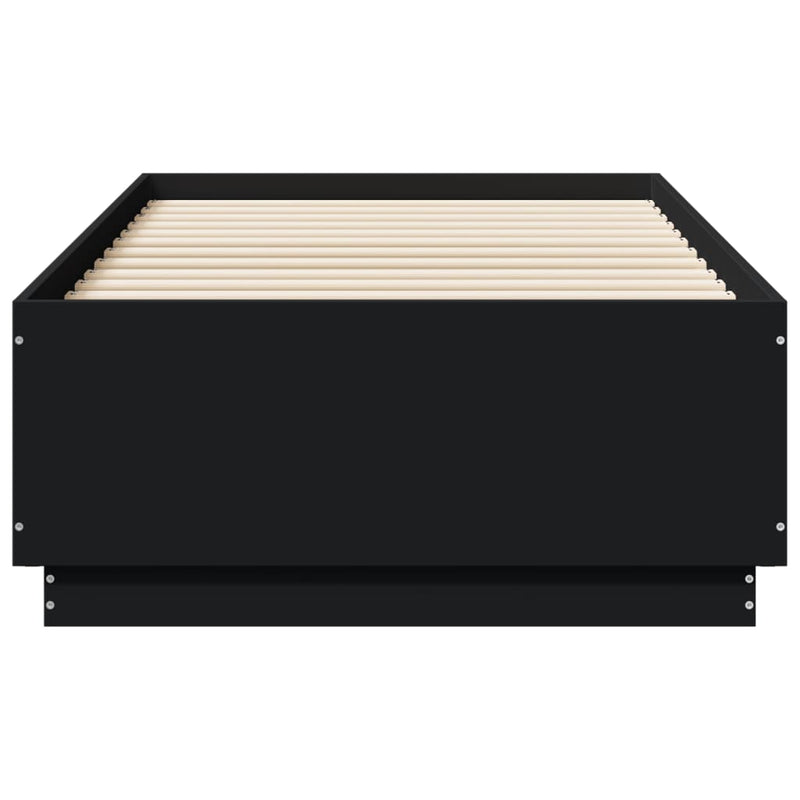 Bed Frame with LED without Mattress Black 75x190 cm Small Single