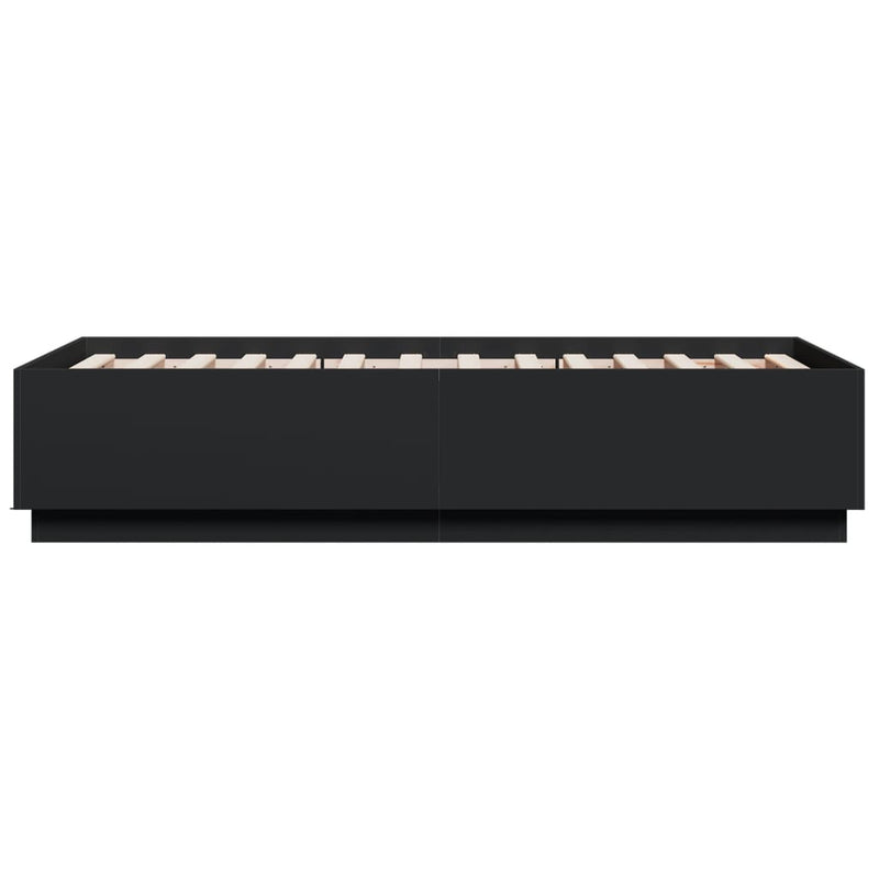 Bed Frame with LED without Mattress Black 75x190 cm Small Single