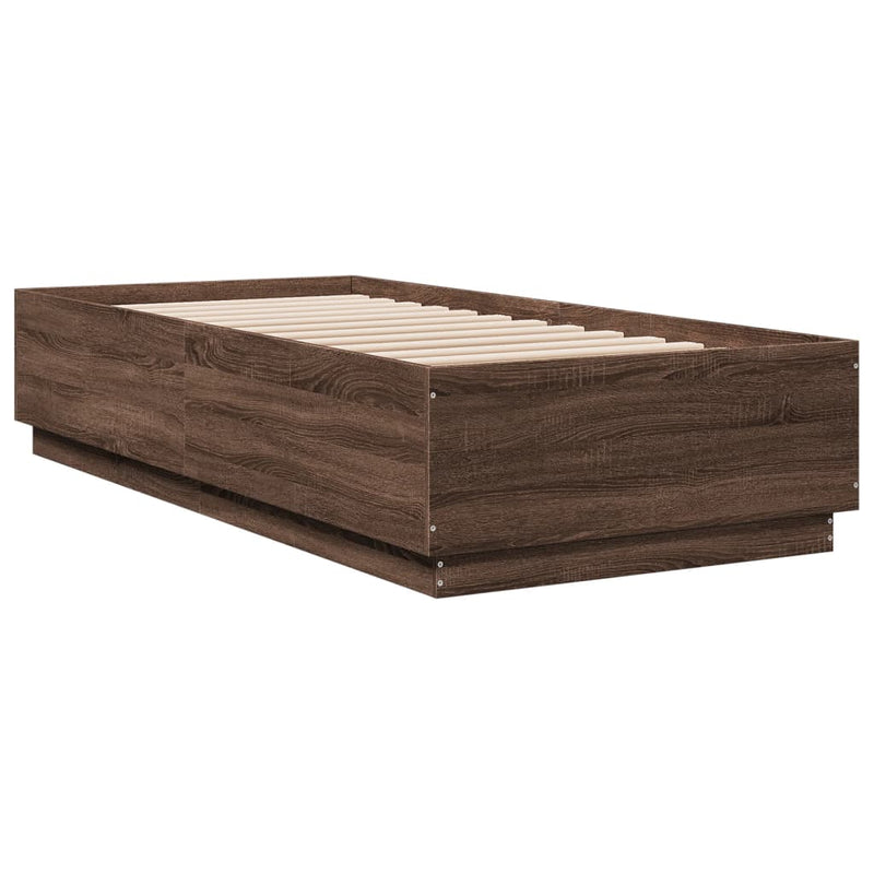 Bed Frame without Mattress Brown Oak 90x200 cm