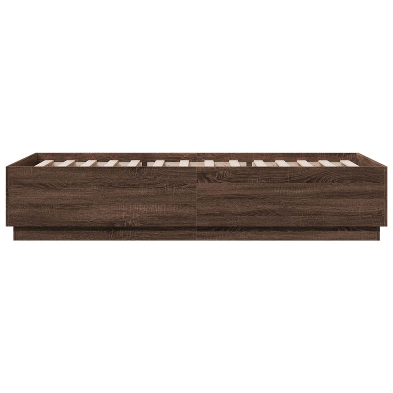 Bed Frame without Mattress Brown Oak 90x200 cm